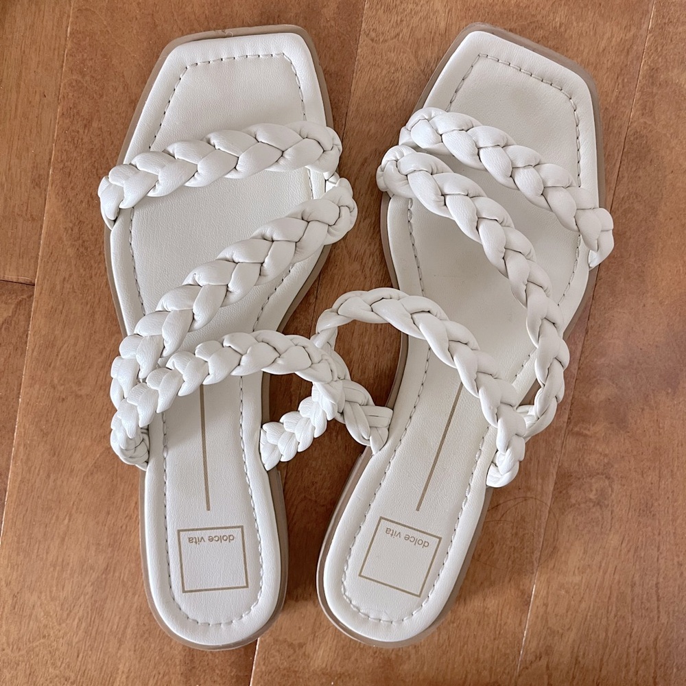Dolce Vita White Braided Sandals